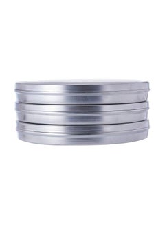 Buy 3-Piece Aluminum Round Basbuosa Tray Wth Lid Silver 13inch in UAE