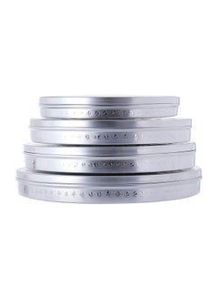 Buy 4- Piece Aluminium Round Cake Tray With Lid Silver in UAE