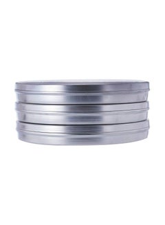 Buy 3-Piece Aluminum Round Basbuosa Tray Wth Lid Silver 14inch in UAE