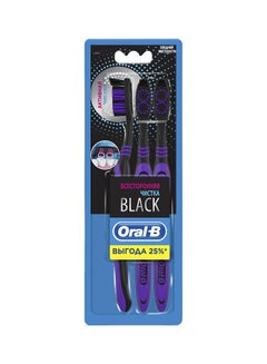 Buy Manual Toothbrush 3 Pieces Assorted Black in UAE
