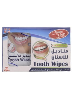 Buy 12-Piece Mint Flavour Teeth Cleaning Wipes Set in UAE