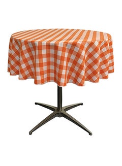 Buy Poly Checkered Round Tablecloth Orange/White 58 x 58 x 0.1inch in Saudi Arabia