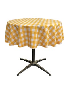 Buy Poly Checkered Round Tablecloth Yellow/White 58 x 58 x 0.1inch in Saudi Arabia