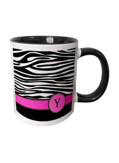 Buy Letter Y Zebra Stripes Printed Ceramic Mug White/Black in UAE