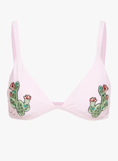 Buy Cactus Applique Detailed Bikini Top Pink in UAE