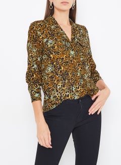 Buy Allover Printed Shirt Olive Multi in UAE