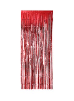 Buy 2-Piece Foil Fringe Curtain Red 3 x 8feet in Saudi Arabia