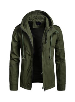 Buy Casual Hooded Cotton Jacket Green in UAE