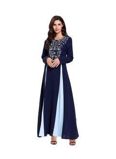 Buy Embroidered Long Sleeve Abaya Dark Blue in Saudi Arabia