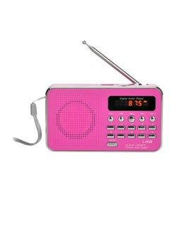 Buy Portable Mini Digital FM Radio Player L-938 Pink/Silver in Saudi Arabia