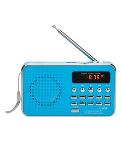 Buy Portable Mini Digital FM Radio Player L-938 Blue/Silver in Saudi Arabia