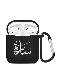 Buy Sarah Printed Case Cover For Apple AirPods Black in Saudi Arabia