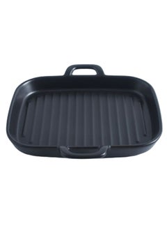 Buy Square Stripe Plate With Two Ears Black 8inch in UAE