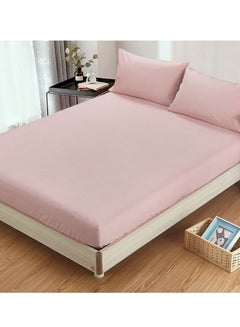 Buy Fitted Bedsheet With Pillowcase Cotton Peach King in UAE