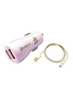 Buy Dual USB Car Charger With Lightning Cable White in Egypt