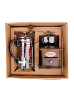 Buy French Press Coffee Maker And Grinder Set 2724542178581 Clear/Silver in UAE