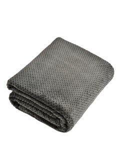 Buy Soft Knitted Throw Bed Blanket Cotton Grey 200x230cm in Saudi Arabia