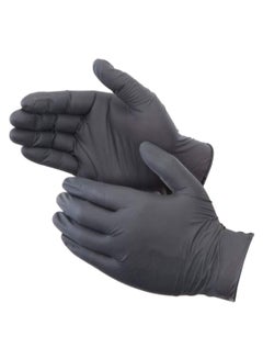 Buy Pack Of 100 Nitrile Disposable Gloves Black M in Saudi Arabia
