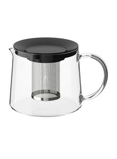 Buy Heat Resistant Glass Teapot Black/Clear 14centimeter in Saudi Arabia