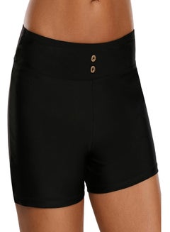 Buy High Waist Elastic Breathable Beach Shorts Black in UAE