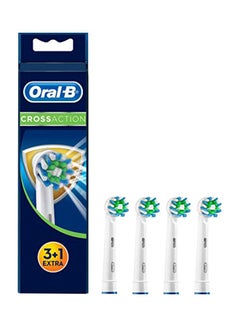 Buy Pack Of 4 Cross Action Toothbrush Head White/Blue/Green in Saudi Arabia