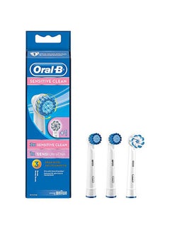 Buy Pack Of 3 Sensitive Clean And Sensi Ultra Thin Replacement Brush Heads White in UAE