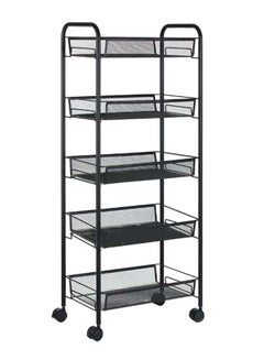 Buy Multi-Purpose Rolling Storage Trolley Cart For Kitchen Black in Saudi Arabia