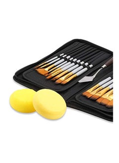 Buy 16-Piece Artist Oil Watercolour Paint Brush Set Silver/Gold/Brown in Saudi Arabia