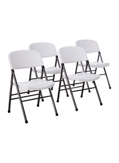 Buy 4 Piece Resin Folding Chair With Molded Seat And Back White/Black in Egypt