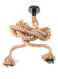 Buy Double Head Vintage Rope Pendant Light Socket Beige/Black 100centimeter in Saudi Arabia