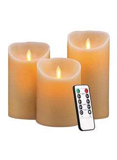 Buy 3-Piece Moving Wick Electric Led Candles Set White in Saudi Arabia