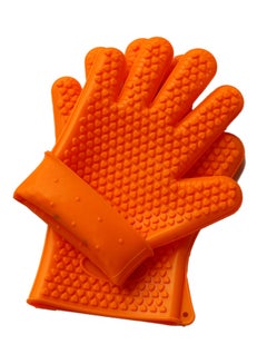 اشتري Heat Resistant Silicone Oven Glove Orange 21 g في السعودية