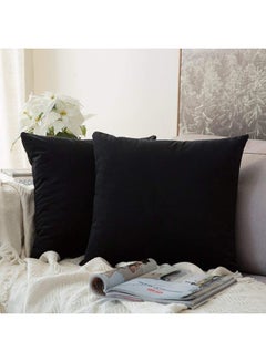 Buy 6-Piece  Decorative Solid Filled Cushion Black 45x45cm in Saudi Arabia