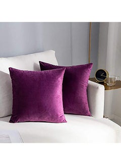 Buy 6-Piece  Decorative Solid Filled Cushion Wine Purple 45x45cm in Saudi Arabia