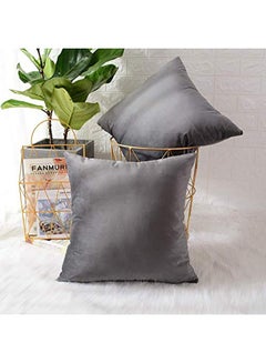 Buy 6-Piece  Decorative Solid Filled Cushion Grey 30x30cm in Saudi Arabia