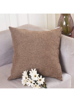 Buy 6-Piece Linen Decorative Solid Filled Cushion Set Brown 65x65cm in Saudi Arabia