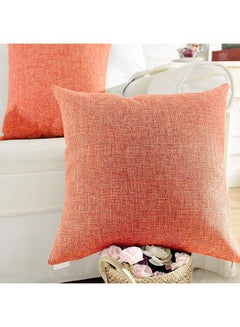 Buy 4-Piece Decorative Solid Filled Cushion Light Orange 30x30cm in Saudi Arabia