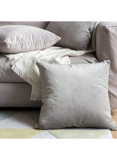 Buy 4-Piece Decorative Solid Filled Cushion Light Grey 30x30cm in Saudi Arabia