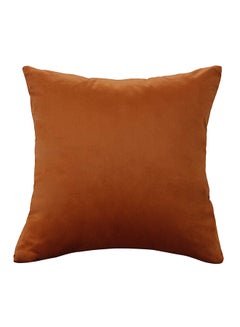 Buy 4-Piece Solid Pattern Decorative Pillow velvet Brown 30 x 30cm in Saudi Arabia