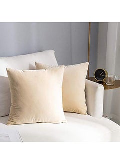 Buy 5-Piece Decorative Solid Filled Cushion Beige 30 x 30cm in Saudi Arabia