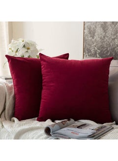 Buy 2-Piece Decorative Solid Filled Cushion Red 65x65cm in Saudi Arabia