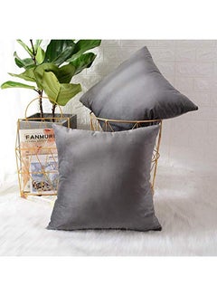 Buy Solid Pattern Decorative Pillow velvet Grey 40 x 40cm in Saudi Arabia