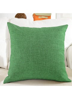 Buy Solid Pattern Decorative Pillow linen Green 65 x 65cm in Saudi Arabia