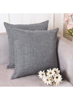 Buy 3-Piece Decorative Solid Filled Cushion Grey 30x30cm in Saudi Arabia