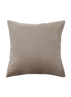 Buy 3-Pieces Velvet Decorative Solid Filled Cushion Set Beige 65x65cm in Saudi Arabia