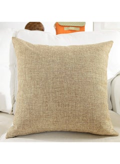 Buy Solid Pattern Decorative Pillow linen Natural Beige 65 x 65cm in Saudi Arabia