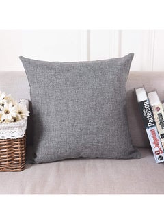 Buy Solid Pattern Decorative Pillow linen Grey 65x65cm in Saudi Arabia