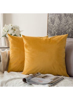 Buy 3-Piece Solid Pattern Decorative Pillow polyester Orange Yellow 25x25cm in Saudi Arabia