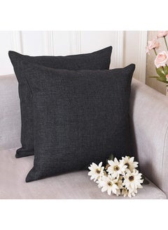 Buy 3-Piece Decorative Solid Filled Cushion Black 30 x 10 x 30cm in Saudi Arabia