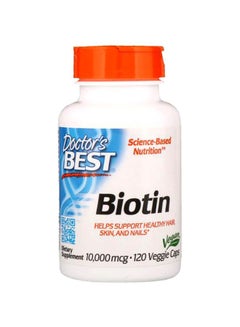 Buy Biotin 10000mcg Dietary Supplement - 120 Veggie Capsules in UAE